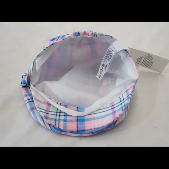 NWT Janie And Jack Boy's Plaid Newsboy Cap Blue Sky Size 0-6 m blue and pink - Picture 2 of 3